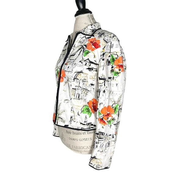Maggy London | Women | Sketch Art Floral Lightweight Zip Up Jacket | Size 4 - Picture 3 of 9